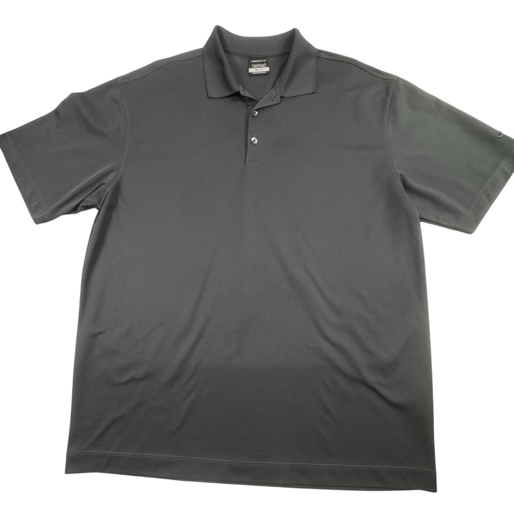 Nike Golf Dri Fit Dark Gray Polo‎ Shirt Mens Large Performance Athletic Preppy